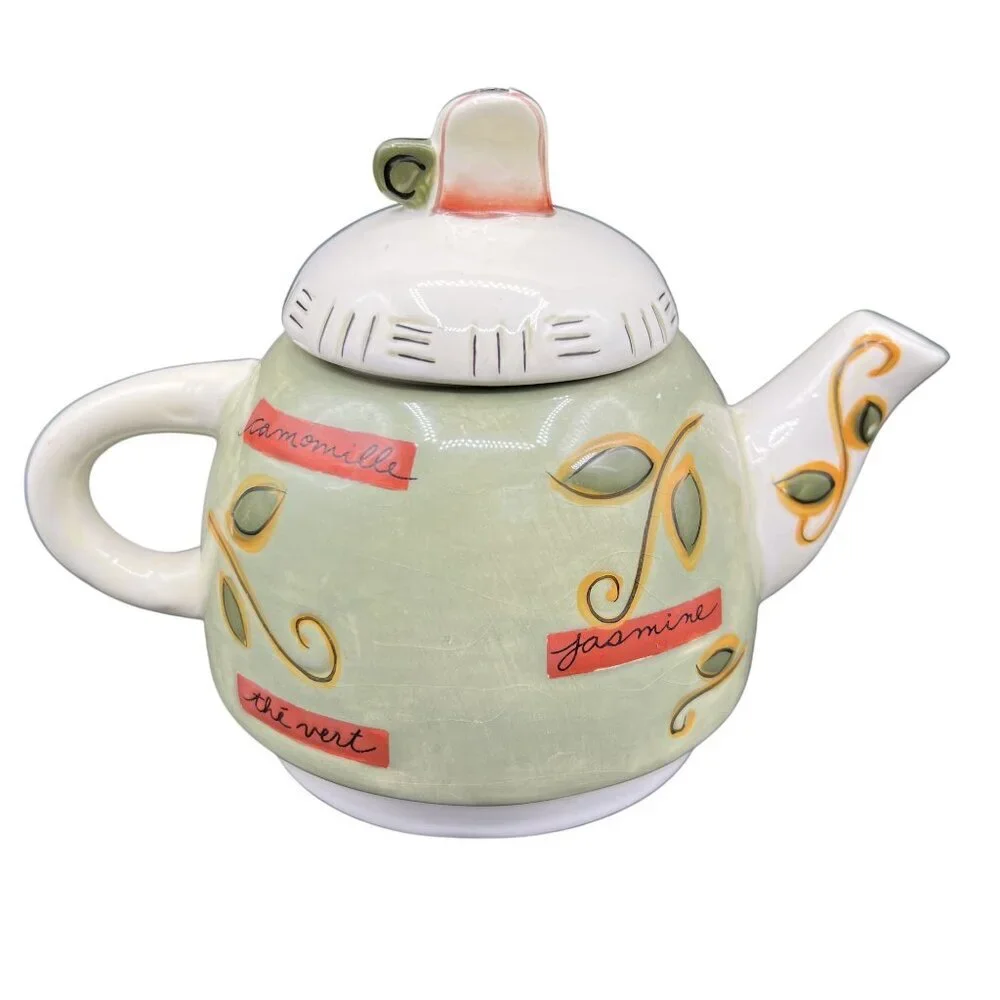 Collectible Tea For One Set Teapot Teacup Stackable Joie de Vivre pattern by MSC